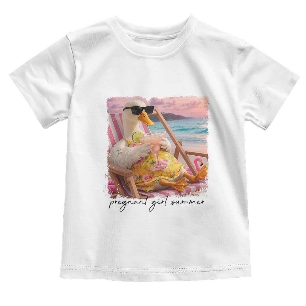Pregnant Girl Summer Goose Mom Toddler T Shirt Funny Pregnancy Announcement