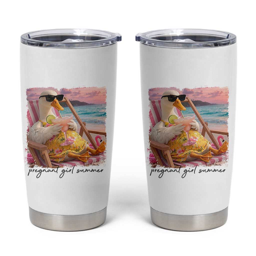 Pregnant Girl Summer Goose Mom Tumbler Cup Funny Pregnancy Announcement