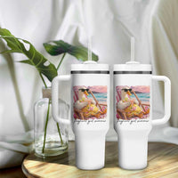Pregnant Girl Summer Goose Mom Tumbler With Handle Funny Pregnancy Announcement