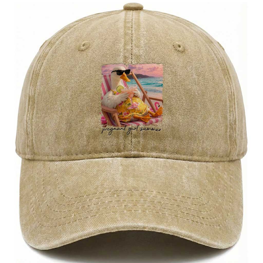 Pregnant Girl Summer Goose Mom Washed Cotton Baseball Cap Funny Pregnancy Announcement