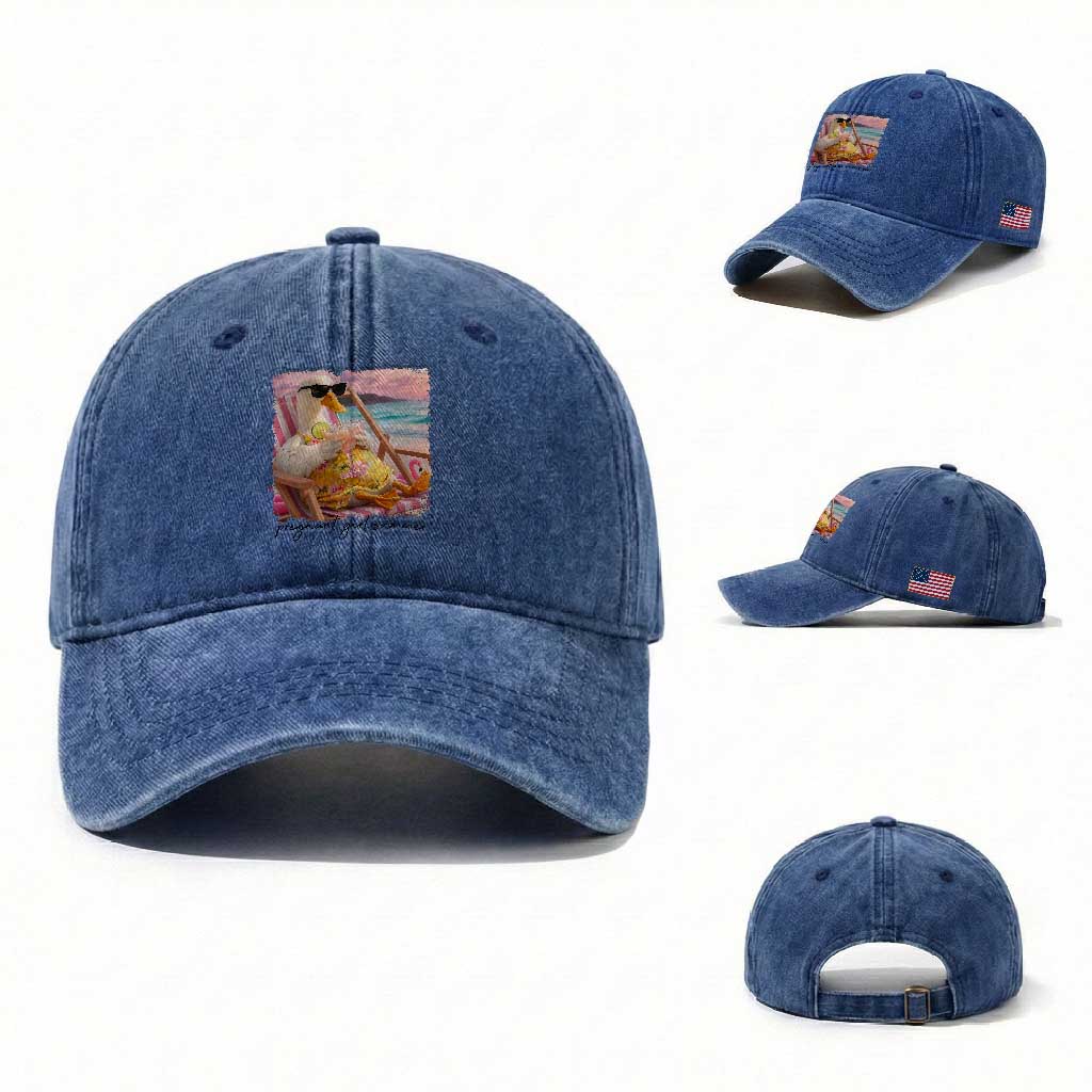 Pregnant Girl Summer Goose Mom Washed Cotton Baseball Cap Funny Pregnancy Announcement