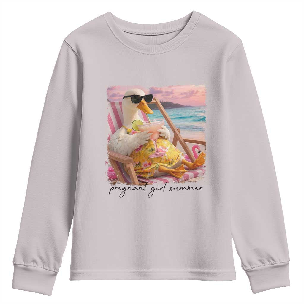 Pregnant Girl Summer Goose Mom Youth Sweatshirt Funny Pregnancy Announcement