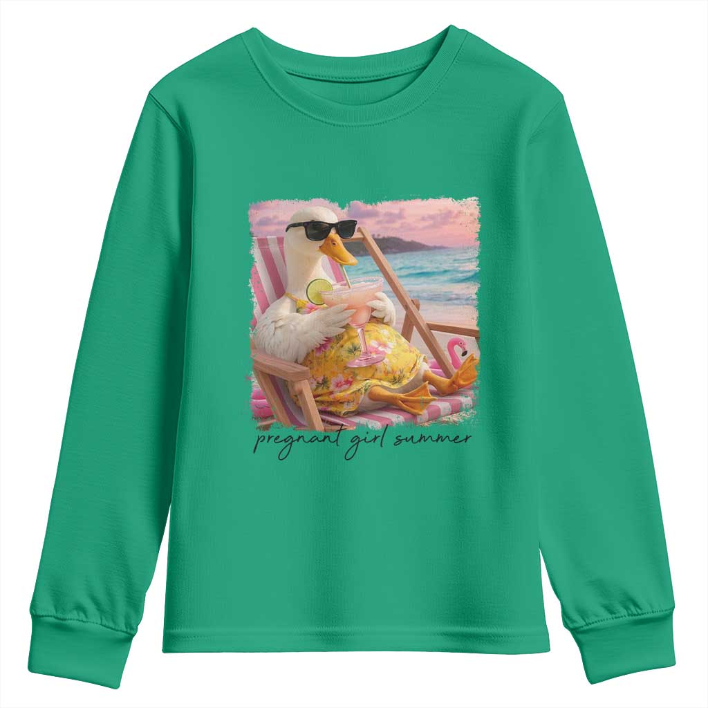 Pregnant Girl Summer Goose Mom Youth Sweatshirt Funny Pregnancy Announcement