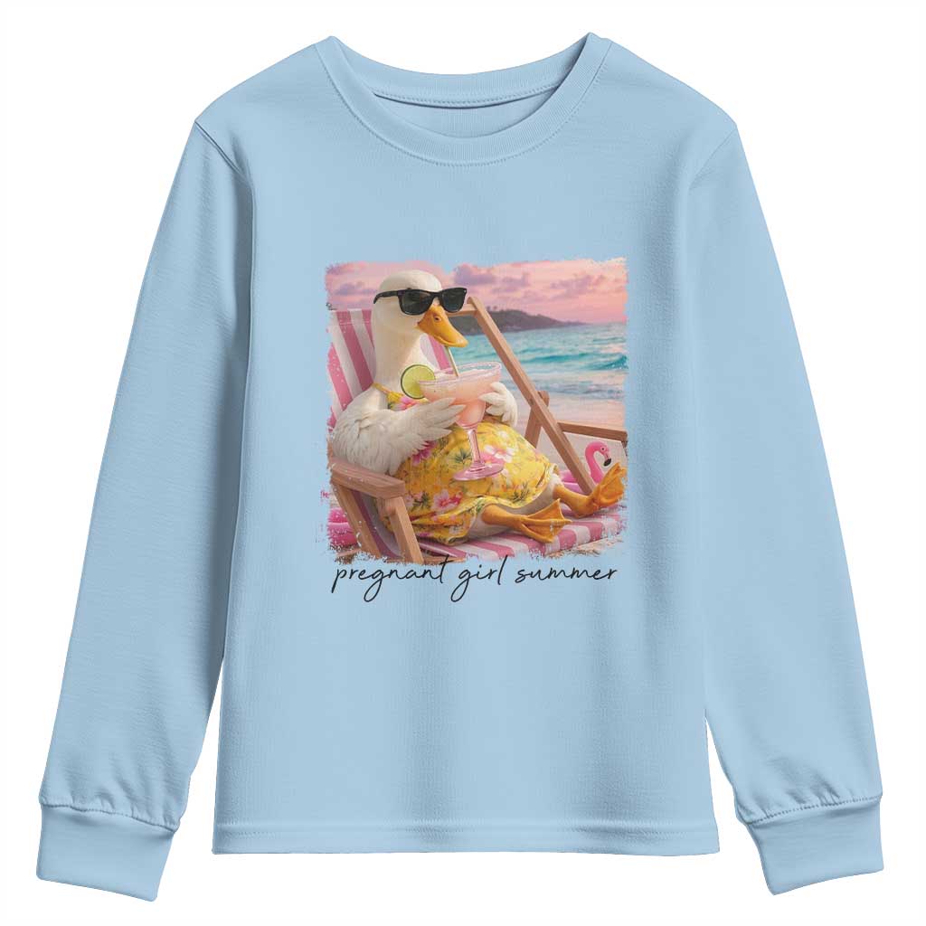Pregnant Girl Summer Goose Mom Youth Sweatshirt Funny Pregnancy Announcement