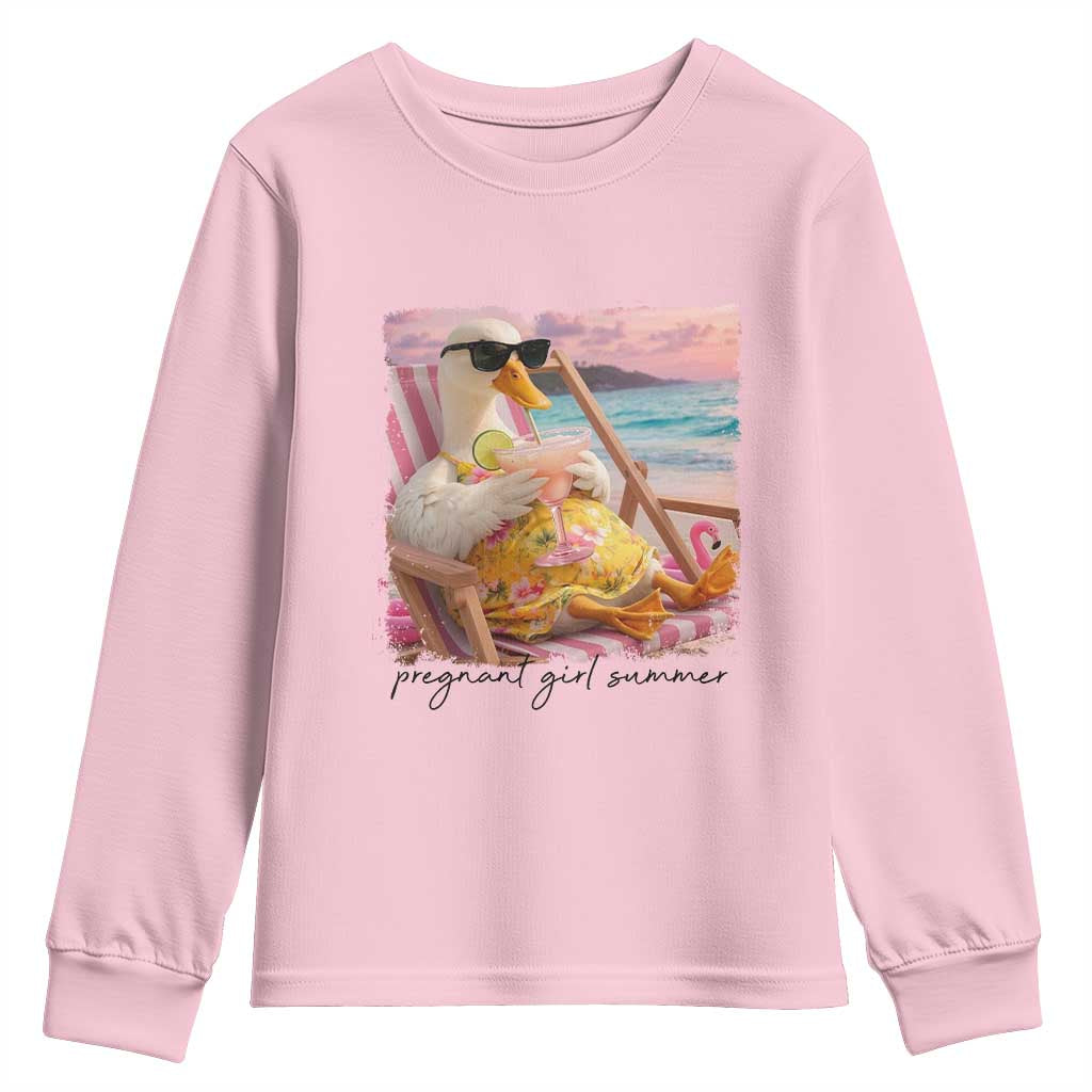 Pregnant Girl Summer Goose Mom Youth Sweatshirt Funny Pregnancy Announcement