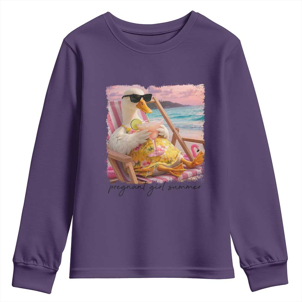 Pregnant Girl Summer Goose Mom Youth Sweatshirt Funny Pregnancy Announcement