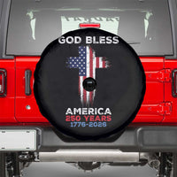 God Bless America 250 Years 1776-2026 Spare Tire Cover Christian Cross Flag