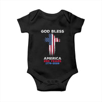 God Bless America 250 Years 1776-2026 Baby Onesie Christian Cross Flag