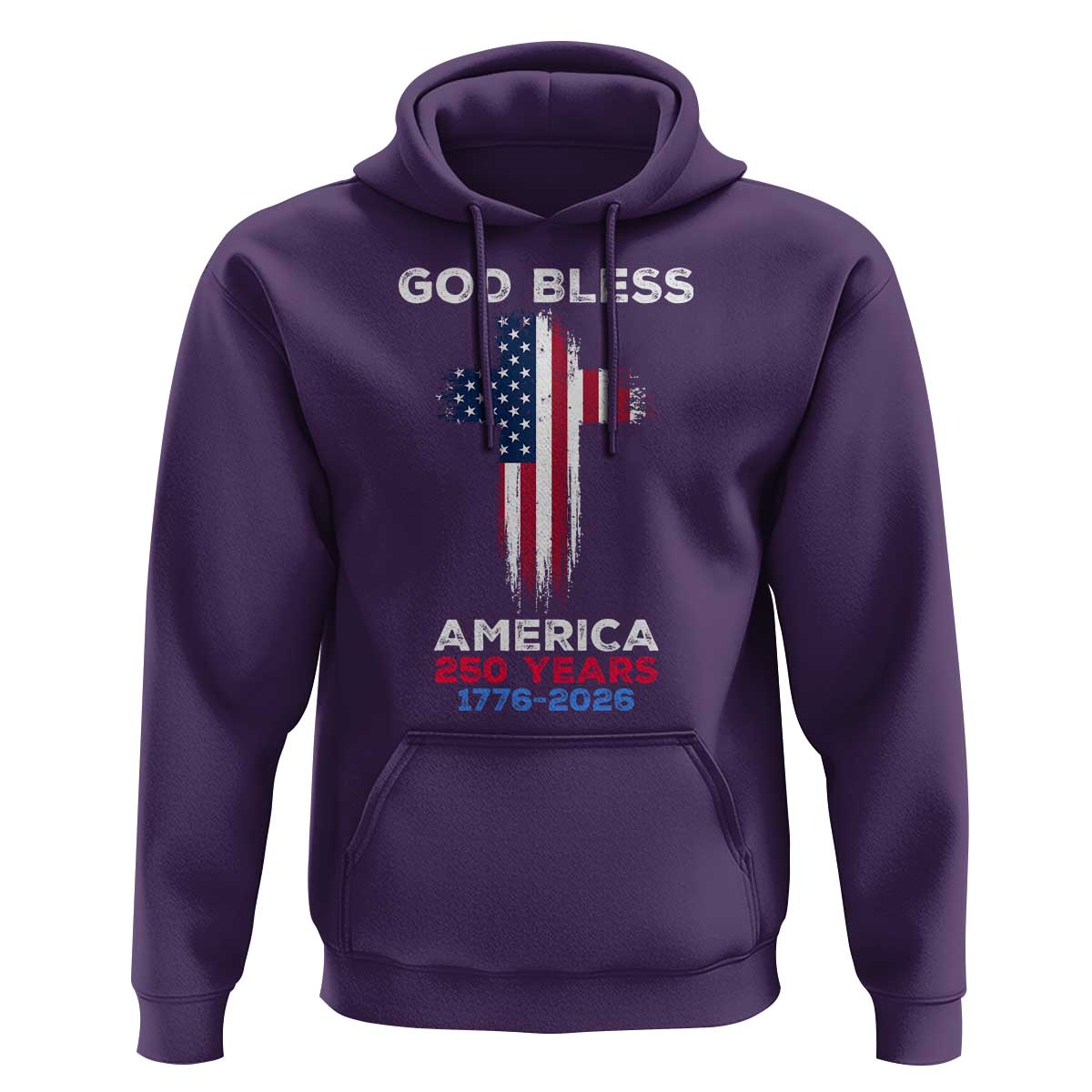 God Bless America 250 Years 1776-2026 Hoodie Christian Cross Flag