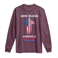 God Bless America 250 Years 1776-2026 Long Sleeve Shirt Christian Cross Flag