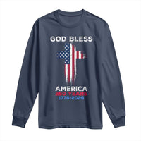 God Bless America 250 Years 1776-2026 Long Sleeve Shirt Christian Cross Flag