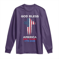 God Bless America 250 Years 1776-2026 Long Sleeve Shirt Christian Cross Flag