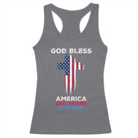 God Bless America 250 Years 1776-2026 Racerback Tank Top Christian Cross Flag