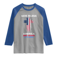 God Bless America 250 Years 1776-2026 Raglan Shirt Christian Cross Flag