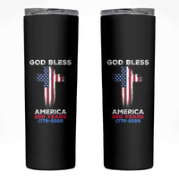 God Bless America 250 Years 1776-2026 Skinny Tumbler Christian Cross Flag