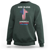 God Bless America 250 Years 1776-2026 Sweatshirt Christian Cross Flag