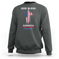 God Bless America 250 Years 1776-2026 Sweatshirt Christian Cross Flag