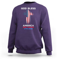 God Bless America 250 Years 1776-2026 Sweatshirt Christian Cross Flag