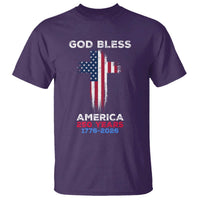 God Bless America 250 Years 1776-2026 T Shirt Christian Cross Flag