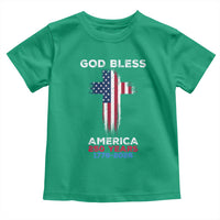 God Bless America 250 Years 1776-2026 Toddler T Shirt Christian Cross Flag