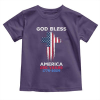 God Bless America 250 Years 1776-2026 Toddler T Shirt Christian Cross Flag
