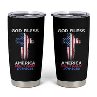 God Bless America 250 Years 1776-2026 Tumbler Cup Christian Cross Flag