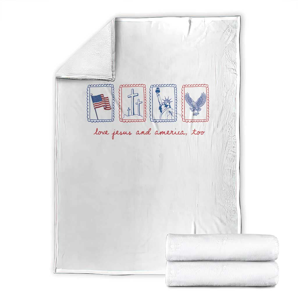 Loves Jesus and America Too Throw Blanket 4th of July Christian
