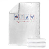 Loves Jesus and America Too Throw Blanket 4th of July Christian