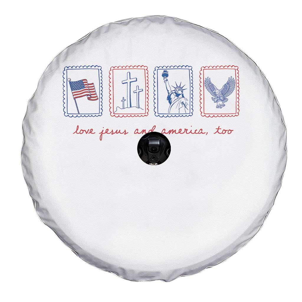 Loves Jesus and America Too Spare Tire Cover 4th of July Christian