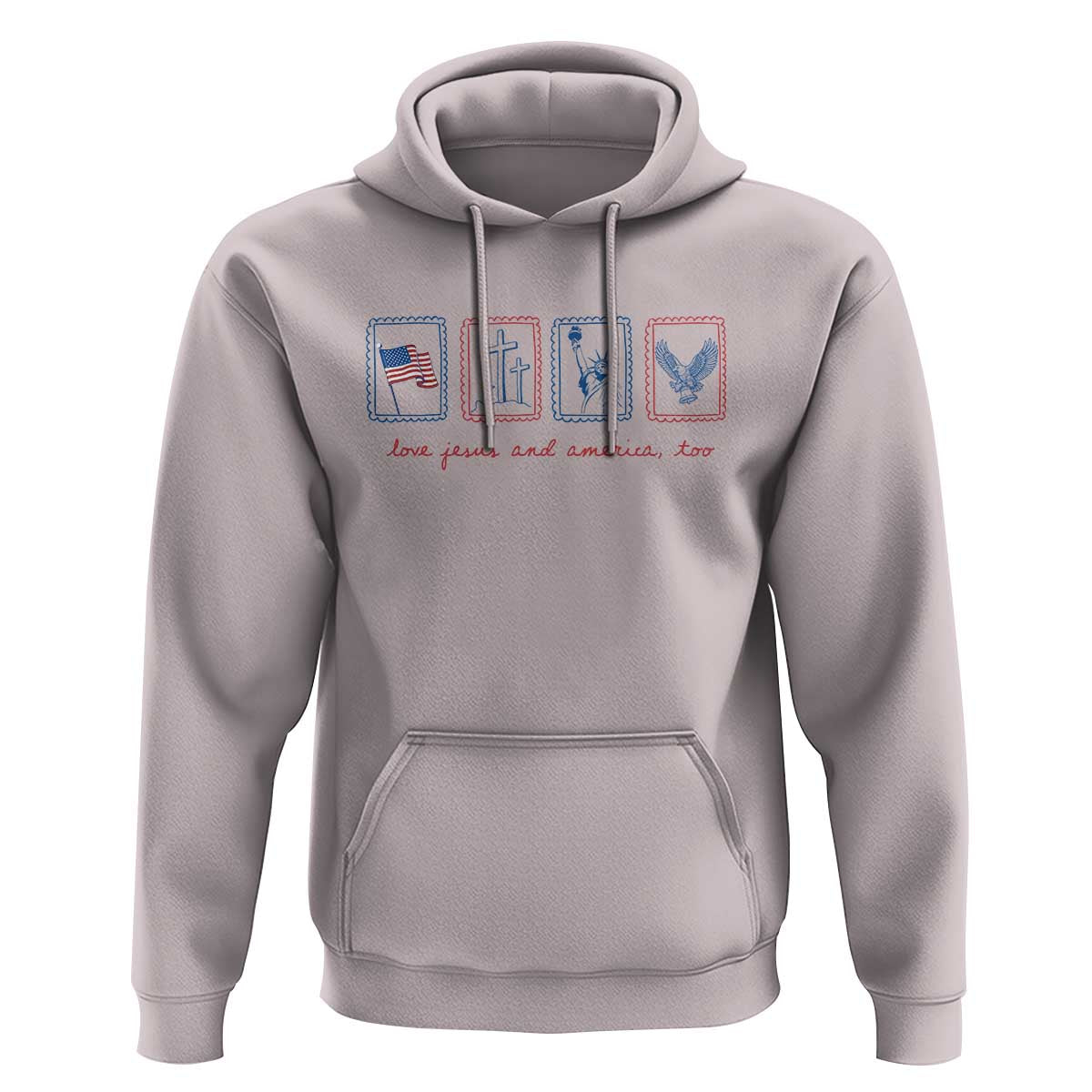 Loves Jesus and America Too Hoodie 4th of July Christian