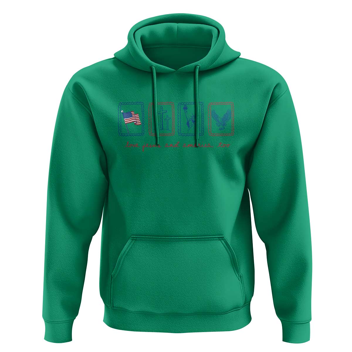 Loves Jesus and America Too Hoodie 4th of July Christian