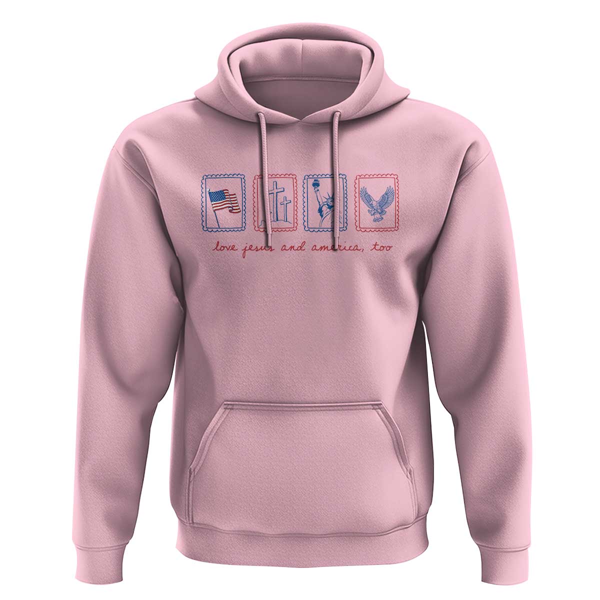 Loves Jesus and America Too Hoodie 4th of July Christian