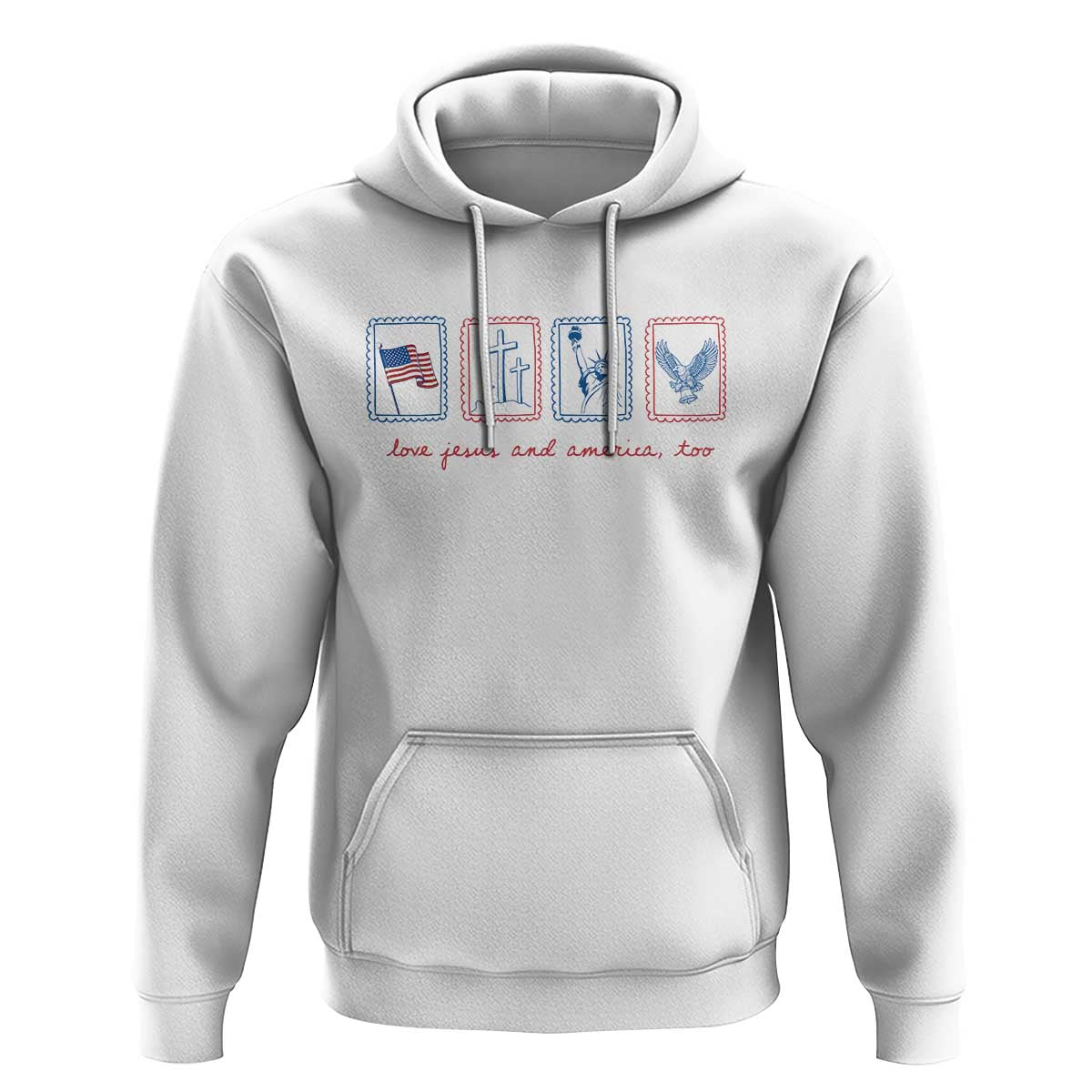 Loves Jesus and America Too Hoodie 4th of July Christian