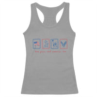 Loves Jesus and America Too Racerback Tank Top 4th of July Christian