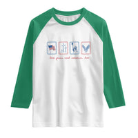 Loves Jesus and America Too Raglan Shirt 4th of July Christian