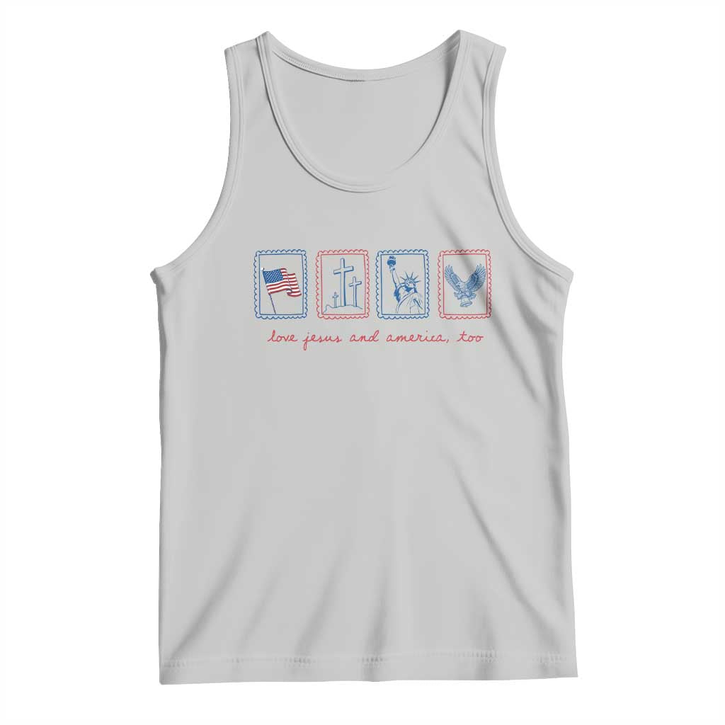 Loves Jesus and America Too Tank Top 4th of July Christian