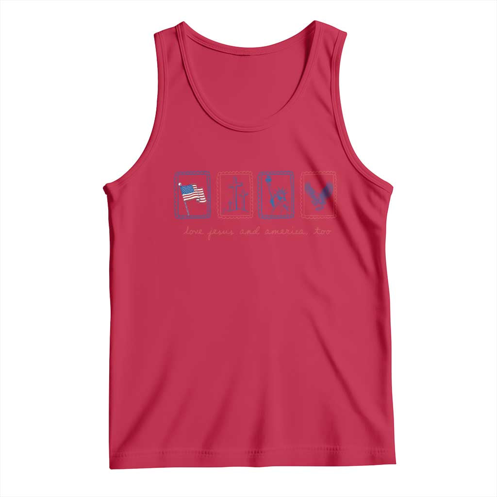 Loves Jesus and America Too Tank Top 4th of July Christian