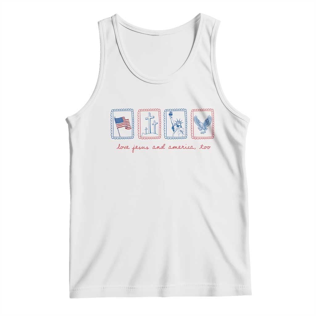 Loves Jesus and America Too Tank Top 4th of July Christian