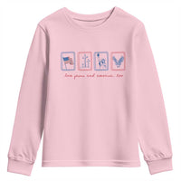 Loves Jesus and America Too Youth Sweatshirt 4th of July Christian