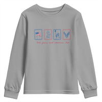Loves Jesus and America Too Youth Sweatshirt 4th of July Christian