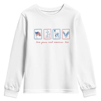 Loves Jesus and America Too Youth Sweatshirt 4th of July Christian