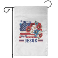 America Needs Jesus Garden Flag Christian Floral US Flag 4th of July