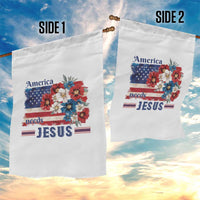 America Needs Jesus Garden Flag Christian Floral US Flag 4th of July