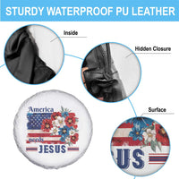 America Needs Jesus Spare Tire Cover Christian Floral US Flag 4th of July