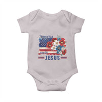 America Needs Jesus Baby Onesie Christian Floral US Flag 4th of July