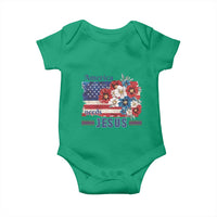 America Needs Jesus Baby Onesie Christian Floral US Flag 4th of July