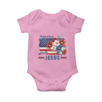 America Needs Jesus Baby Onesie Christian Floral US Flag 4th of July