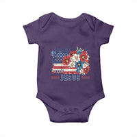 America Needs Jesus Baby Onesie Christian Floral US Flag 4th of July