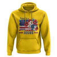 America Needs Jesus Hoodie Christian Floral US Flag 4th of July