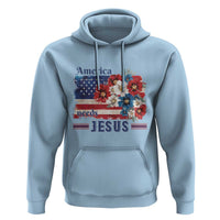 America Needs Jesus Hoodie Christian Floral US Flag 4th of July